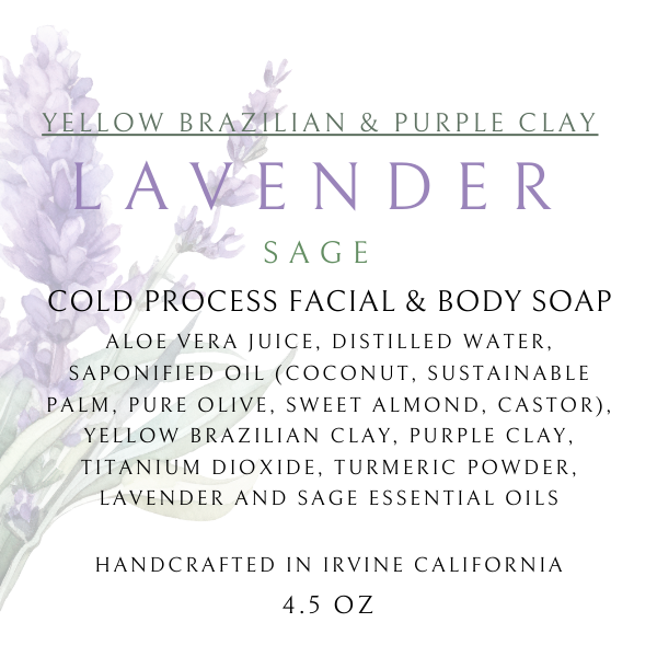 Lavender Sage Yellow and Purple Clay Wellness Soap